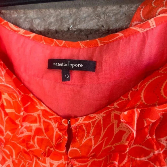 Nanette Lepore Orange Floral Cold Shoulder Sleeveless Corset Tank Top Size 10 - Picture 7 of 9